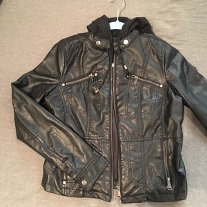 Hooded leather jacket